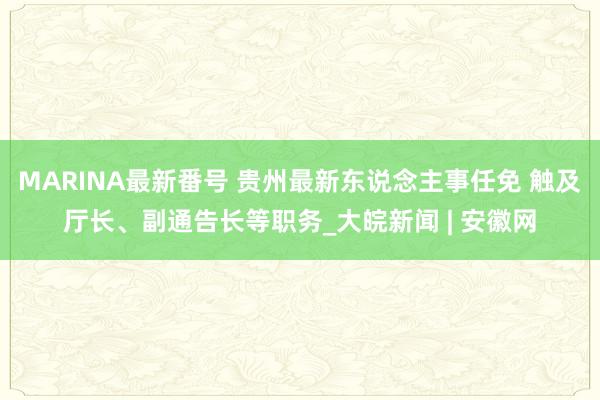 MARINA最新番号 贵州最新东说念主事任免 触及厅长、副通告长等职务_大皖新闻 | 安徽网