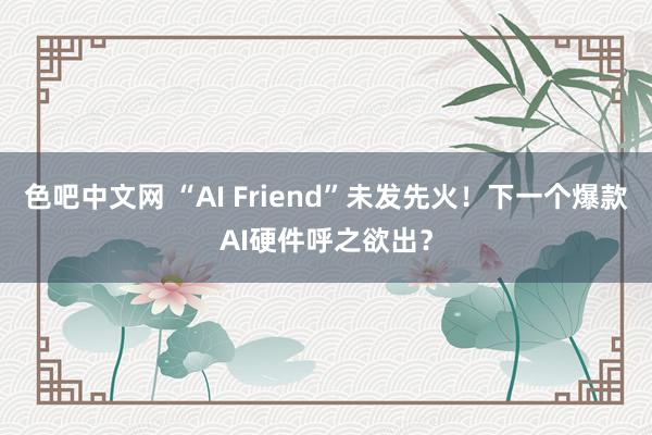 色吧中文网 “AI Friend”未发先火！下一个爆款AI硬件呼之欲出？