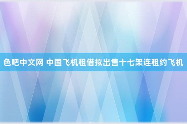 色吧中文网 中国飞机租借拟出售十七架连租约飞机