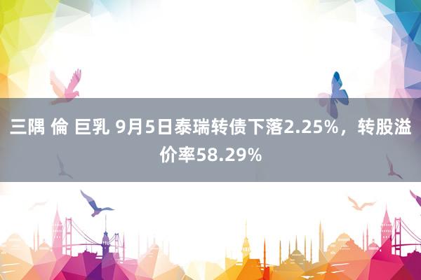 三隅 倫 巨乳 9月5日泰瑞转债下落2.25%，转股溢价率58.29%